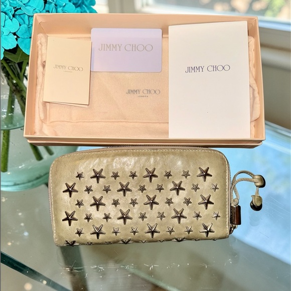 Jimmy Choo Handbags - Jimmy Choo Star-Studded Leather Zip-Around Wallet EUC